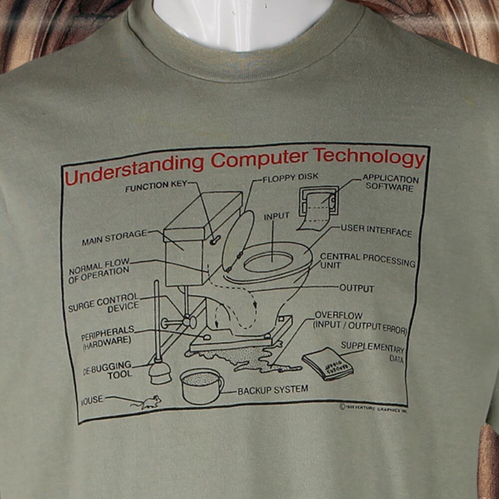 80s Vintage Funny Computer Geek Plumber Schematic T-Shirt